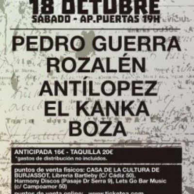 Pedro Guerra, Boza, El Kanka, Antílopez, Rozalen en Burjassot (Valencia)