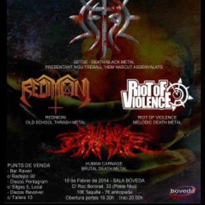 SETGE - Black / Death Metal -, REDIMONI - Trash Metal -, Riot of Violence, Human Carnage - Death Metal en Barcelona